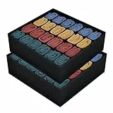 DIMJ Aufbewahrungsboxen für Drawer Organizer- 24 Zellen Schublade Organizer, Faltbare Socken Organizer, Schubladen Ordnungssystem, Kleiderschrank Organizer für Krawatten, Gürtel, 2 Stück Schwarz