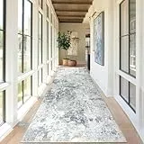 Homcomodar Läufer Teppich Flur 80x300cm rutschfest Modern Teppiche Waschbarer Küche Teppich Läufer Kurzflor Kunstwolle Teppiche Läufer für Schlafzimmer Wohnzimmer(Grau)