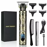URAQT Haarschneidemaschine, Profi Haarschneider Herren Haartrimmer Bartschneider Barttrimmer mit LED-Anzeige Präzisionstrimmer Langhaarschneider für Männer, USB-Aufladung, Bronze