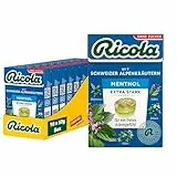 Ricola Extra EXTRA STARK, 10 Böxli Original Schweizer Kräuter-Bonbons mit 13 Schweizer Alpenkräutern & Menthol, zuckerfrei, 10 x 50g, vegan