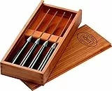 RÖSLE Steakmesser-Set 4-tlg., Hochwertige Steakmesser mit scharf geschliffener Klinge aus Klingenspezialstahl, POM, inkl. praktischer Holzbox, Schwarz, 4 x 25.2 x 11 cm , 4 Stück (1er Pack)