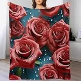 AAPZY Rose Decke,Vier Jahreszeiten Weich Wohndecke Decke Schlafdecke Sofadecke Plüschdecke Pelzdecke Printdesign Couchdecke Flannel Bett Decke （100×130cm）