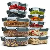 uandu Glasbehälter mit Deckel, 20- teilig, Borosilikatglas mit Deckel, Meal prep Gläser, Frischhaltedosen Glas mit Deckel, Glasdosen mit Deckel Set, Meal prep Boxen Glas (10 Behälter, 10 Deckel)