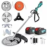 Traumheim Rasentrimmer mit Akku, 4-in-1 Akku Rasentrimmer für Makita-Akkus, 950W Bürstenloser Motorsense mit 15cm Unkrautbürste, Tap&Go, 2X 4.0Ah Akku, Rasenkantenschneider für Garden Trimmen