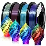 EONO PLA Filament 1,75mm PLA Mehrfarbig für 3D Drucker 1 kg (2,2 lbs),Dreifarbige PLA,3-Dreifarbige PLA 4*250g Bunt