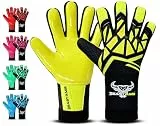 BEAST RAGE Torwarthandschuhe für Kinder Junior 3-10 Jahre|Stabiler Griff mit robustem Latex Jugend Erwachsenen Fußballtorwarthandschuhe für Jungen Fußball (Gelb, Größe 5, für 6 bis 8 Jahre)