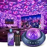 One Fire Sternenhimmel Projektor Galaxy-Projektor mit 45 Lichtmodi, 15 weißen Sounds, HiFi-Bluetooth-Lautsprecher, Wasserwellen und Sternenhimmel Sunset lamp Galaxy projektor Lavalampe