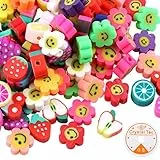 Acrylic Polymer Clay Beads, Frucht Perlen Smiley Perlen Bunte Fädelperlen DIY Armbänder Kette Spacer Beads Kit Bastelset