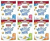 animonda Milkies Katzensnack mit Milch - Milchsnack Selection Multipack (6 x 120g), getreidefreie Knusperkissen Milch Katzensnacks für Erwachsene Katzen