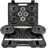ScSPORTS 20 kg Hantelset mit Koffer, 2X Kurzhanteln 30 mm und 8 Hantelscheiben (4X 2,5 kg und 4X 1,25 kg), Kurzhantelset Gewichte Guss, Schwarz