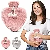 Happy Heaters Wärmflasche mit flauschigem Bezug, ideal für Periode, Rücken- und Nackenschmerzen – perfekt für Frauen, Senioren und Kinder (Rosa - 1L)