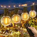 Lichterkette Outdoor mit Fernbedienungen, Dimmbar 15M Garten Lichterkette Außen mit G40 Wasserdichte Glühbirnen, Außen & Innen LED Lichterketten mit Timer für Party, Terrasse, Balkon