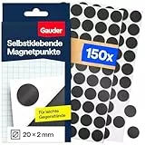 GAUDER Magnetpunkte selbstklebend stark - Runde Selbstklebende Magnete - Magnetplättchen selbstklebend rund für leichte Gegenstände - Magnete zum Kleben - Magnet Klebepads (150 Stück - 20 x 2 mm)