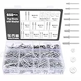 Knpwer 650 Stück Blindnieten 304 Edelstahl,8 Größen Popnieten Sortiment,Dome Blind Nieten,Blindnieten Sortimen