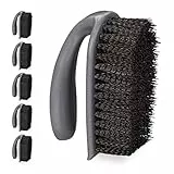 Relaxdays Scheuerbürste 6er Set, harte Borsten, mit Griff, Putzbürste Bad, Küche, Teppich, Schuhbürste, Kunststoff, grau, 1 Stück