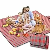 BAXIWUY Picknickdecke Strandmatte Camping Decke Stranddecke mit wasserdichter Unterseite Camping Zubehör Outdoor Decke für Strand, Picknick, Camping und Wandern 150 x 200 cm (Red)