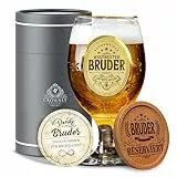 CROWNLY CRYSTAL® Personalisiertes Bierglas Mit Gravur - Geschenk für Bruder Zum Geburtstag - Männergeschenke für Den Besten Bruder