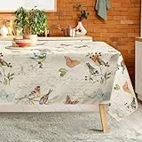 Arquiel Tischdecke Landhaus Vintage Vogel, Tischdecken Abwaschbar Rechteckige Wasserabweisend Tischtuch Tischdeck Für Garten, Küche Essen Parteien Frühling/Sommer (140 X 180 cm)
