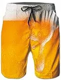 Loveternal Bier Badehose 3D Duck Badehose für Herren Kurze Schnelltrocknend Hawaii Badehosen Gelb XXL