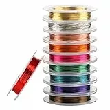 Naler 10 Stück Schmuck Handwerk Blumen Farbe Handwerk Kupferdraht gemischte Farbe 0,3 mm x 10 m Schmuckherstellung DIY