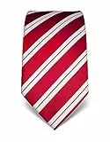 Vincenzo Boretti Herren Krawatte reine Seide gestreift edel Männer-Design zum Hemd mit Anzug für Business Hochzeit 8 cm schmal/breit rot