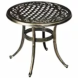 Outsunny Beistelltisch Garten wetterfester Gartentisch mit Gussaluminiumrahmen, runder Balkontisch Kaffeetisch 60kg belastbar, Ø60x52,5H cm Sofatisch für Outdoor Indoor Balkon Terrasse Büro Bronze