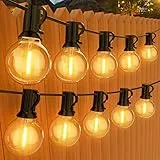 GPATIO LED Lichterkette Außen, 45M Lichterkette außen strom mit 75+2 Stk. Warmweiße G40 Glühbirnen Plastik, IP45 Wasserdicht Innen/Außen Lichterketten für Garten, Terrasse, Hochzeiten, Partys