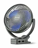 Koonie USB Clip Ventilator, 10000 mAh USB Ventilator, Tragbarer 20cm Tischventilator, 4 Geschwindigkeiten & 360° Drehung, Leise Wandventilator,Ventilator für Zuhause,Büro,Kinderwagen,Camping,Growzelt