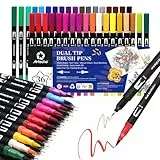 Artecho Dual Brush Pen Set 36 Farben, Filzstifte Dicke und Dünne, Pinselstifte set, Stifte für Bullet journal, Kalligraphie, Manga, Malbücher und Handlettering