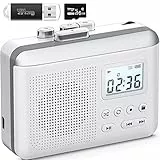 Portable Cassette Player Gracioso tragbarer Kassettenrekorder-Konverter, Kassette zu MP3 über SD-Karte, Kassettenrekorder mit 1000-mAh-Akku, integriertes Mikrofon und Lautsprecher, Kopfhöreranschluss