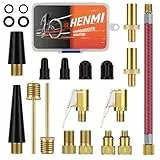 HENMI Fahrradventil Adapter Set, Alle Ventiladapter Fahrrad, Autoventil Adapter, Französisches ventil, Ballnadel, Kegelventil und Luftpumpe Adapter mit Sortierbox