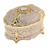 Elegabrillia Schmuckkästchen Schmuck Organizer Schmuckkiste Aufbewahrung mit Filigraner Blumenverzierung in Antiker Optik für Die Dekoration des Badezimmers Und D, Gold