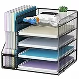 Marbrasse Schreibtisch Organizer und Büro Zubehör,5-Tier Briefablage,Mesh Büro Organizer für Schreibtischzubehör & Ablage(Schwarz)