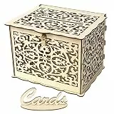 TOPCHANCES DIY Hochzeitskartenbox Rustikale Holzkartenbox mit Schloss und Kartenschild, Geschenkkarte Hochzeit Spardose Etui Perfekt für Hochzeiten Dekoration (Floral, Small)