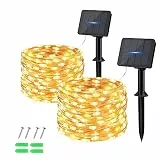 Dalugo [2 Stück] Solar Lichterkette Aussen, 50 LED 5M Warmweiß Lichterkette Solar Außen Wetterfest Kupferdraht für Garten, Terrasse, Hof, Baum, Party, Geburtstag, Hochzeit, Weihnachten