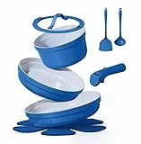 CAROTE 9-teiliges Topf- und Pfannenset, Keramik-Kochgeschirr-Set, antihaftbeschichtet mit abnehmbarem Griff, Induktionsküchentöpfe und Pfannen, Wohnmobil-Kochset, ofen-/spülmaschinen-/kühlschrankfest