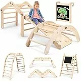 8-in-1 Montessori Klettergerüst Indoor Set, Verformbares Kletterdreieck mit Rutsche, Kletterbogen und Kreidetafel, Ideal für Babys & Kleinkinder 1-6 Jahre, Fördert Spiel, Bewegung und Kreativität