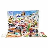 Hot Wheels Spielzeugautos und Spielset, Adventskalender 2025 mit 10 Fahrzeugen im Maßstab 1:64, 10 Clips zum Befestigen und 14 winterlichen Zubehörteilen, JCB47