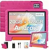 ZIOVO Kinder Tablet 10 Zoll Android 14, 20 GB RAM+128GB ROM(TF 1TB), WiFi 6, Widevine L1, Octa-Core, Kindersicherung, 6000mAh, BT 5.0, GMS Certified Kids Tablet mit Eva Case - Rosa