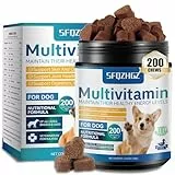 26-in-1 Multivitamin für Hunde mit Glucosamin & Probiotika, CoQ10 | Gelenke, Hüfte, Darm, Immunsystem Unterstützung | 200 Kautabletten, Entengeschmack | für alle Rassen