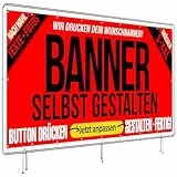 Dein Banner personalisiert mit Text/Logo/Foto | ideal für Aussenwerbung, Hinweisschild, Geburtstag, Events, Hochzeit, Jubiläum, Schulabschluss, Werbebanner
