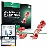 RASENWERK® - Anschlussklemmen für Mähroboter Begrenzungskabel Ladestation - T-Abzweigverbinder Abzweigklemmen Stromdieb - Kompatibel für Gardena, Husqvarna, Yard Force - rot - 10 Stück
