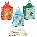 DKINY 3PCS Sterne Laternen Holzbastelset Kinder Saint Martin Laterne aus Holz zum Selber Basteln & Bemalen Kinder Stern Holzlaterne Kreativset Geschenk Junge Mädchen St Martin Laternumzug Weihnachten