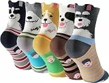 PIujsym 5 Paar Damen Socken Tiere Lustige Bunte Socken Baumwolle, Kuschelsocken, Kuschelsocken Damen 35-38, Weich Atmungsaktiv mit Lustigen Katzenmustern Sock Geschenke für Frauen Mädchen