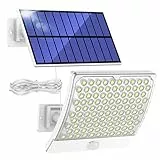 MPJ Solarlampen für Außen, 105 LED Solarleuchten Aussen mit Bewegungsmelder, IP65 Wasserdicht, 125°Beleuchtungswinkel, Solar Wandleuchten für Garten mit 5m Kabel