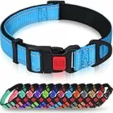 Taglory Hundehalsband, Weich Gepolstertes Neopren Nylon Hunde Halsband für Kleine Hunde, Verstellbare und Reflektierend für das Training, Himmelblau