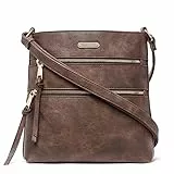 CLUCI Umhängetaschen für Damen, Reißverschlusstasche, verstellbarer Riemen, weiches Leder, Damen-Schulterhandtaschen, L-1-1-Kaffee, Medium, Strapazierfähig