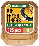 Backpapier für Heißluftfritteuse, Airfryer Backpapier, 120 Stk 20-25 cm Quadrat für 4,7-7,3L – Antihaft & Wasserdicht, Kompatibel mit Philips und Mehr – Air Fryer Liners Sheet…