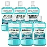 LISTERINE Cool Mint 6 x 500 ml, antibakterielle Mundspülung mit ätherischen Ölen und Minzgeschmack, Mundwasser bekämpft wirksam Bakterien im Mundraum, optimale Ergänzung zur täglichen Zahnpflege