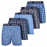 ROYALZ Boxershorts American Style für Herren 5er Pack - Weite Männer Unterhosen Baumwolle klassisch Blau Kariert Unterwäsche weit, Farbe:Set 001 (5er Pack - Mehrfarbig), Größe:XL